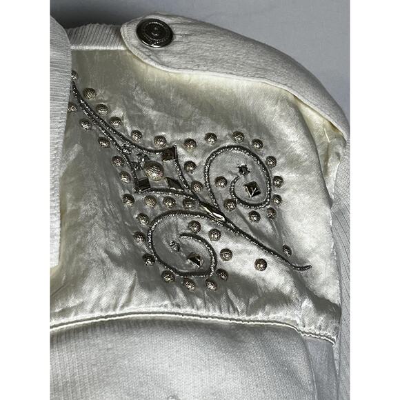 Vintage Saint Germain Paris Jumpsuit Womens 10 White Button Down Embellished 80s - Picture 7 of 16